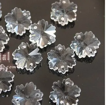100pcs/lot 30mm 2 holes Clear Snowflakes glass crystal pendant Wedding & Home Decoration Chandelier Prisms enlarge