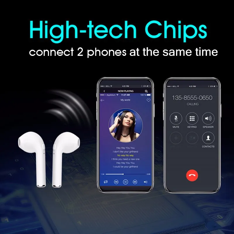 I7S TWS Bluetooth наушники V5.0 мини беспроводные наушники стерео Спортивная гарнитура для iPhone IOS Sumsung Android Заводская распродажа