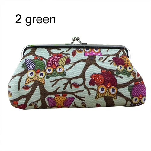 Green Женский милый мультяшный Кошелек для монет, сумка для телефона, чехол, кошелек для ключей, сумка для карт, Сова на ветке, с рисунком, на застежке, Carteira 5QT8 - Цвет: Green