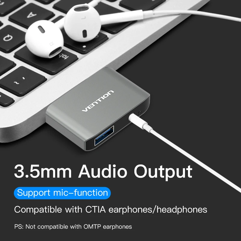 Vention Type C USB 3 0 AUX адаптер к Конвертер многофункциональный 2 в 1 USB-C для MacBook |