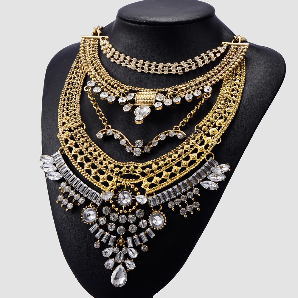 Newest Exaggeration brand design hot chunky vintage Punk fashion statement Necklace metal chain Necklaces &amp Pendants wholesale |