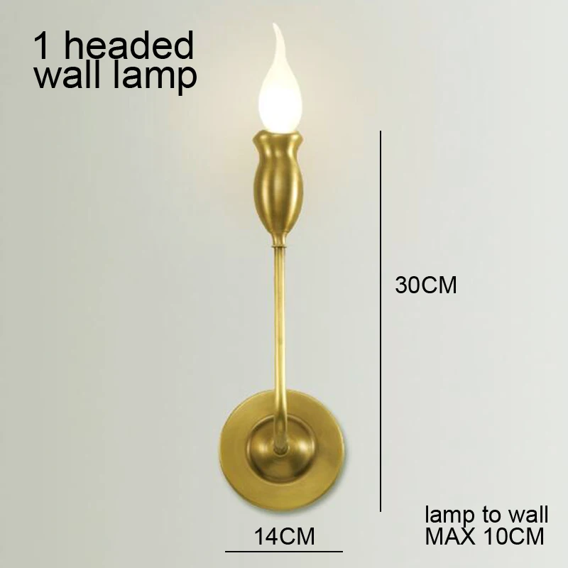 1 headed wall light Современный американский Хрустальный медный канделябр светильник для столовой гостиной спальни латунный светодиодный подвесной светильник - Цвет абажура: 1 headed wall light