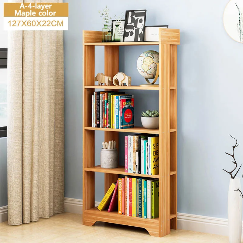 60cm-brown-4L Современная простая книжная полка, деревянная настенная полка, книжный шкаф, мебель для дома, гостиной, органайзер, шкаф для хранения - Цвет: 60cm-brown-4L