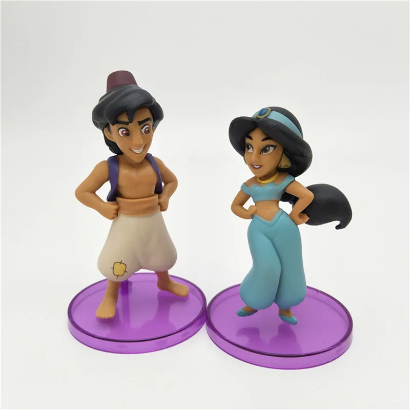 9 шт./компл. disney 2-10 см, с рисунком "Аладдин" фигурки стильная футболка с изображением персонажей видеоигр Кукла Принцесса Жасмин Genie игрушки модели Рождественский подарок для детей орнамент