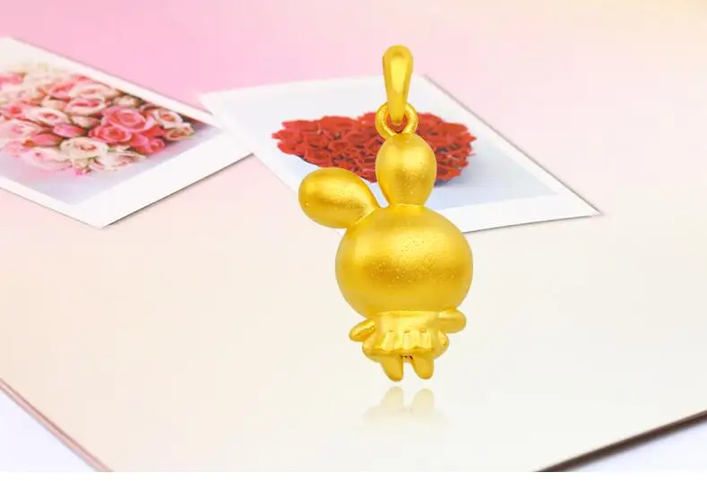 

New Arrival Real 24K Yellow gold Bunny Girl Pendant 1.54g