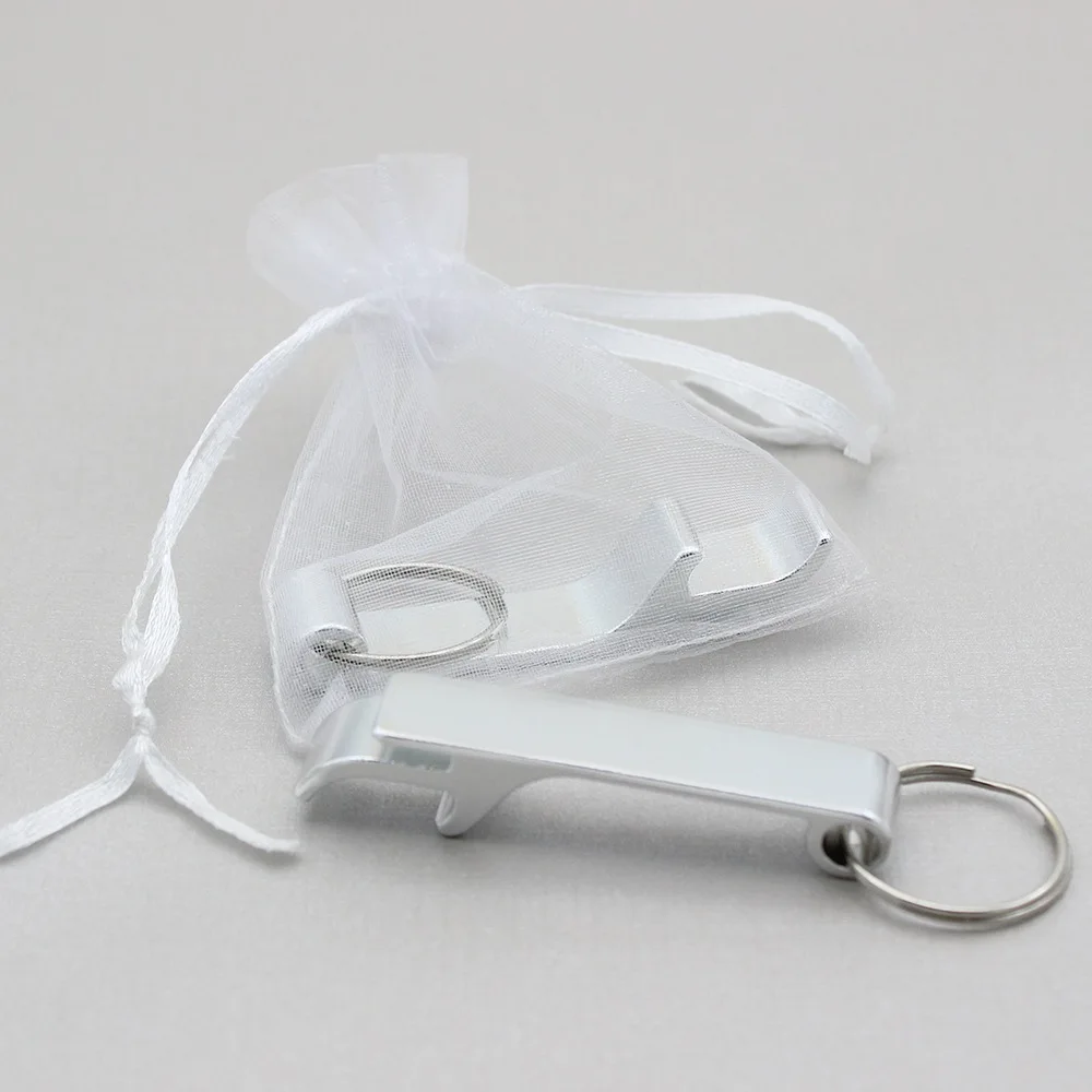 Silver with Bag 30 шт. персонализированные Выгравированные открывалки для бутылок, брелок для ключей, свадебные сувениры, пивоварня, отель, ресторан, логотип, Рождество, индивидуальные - Цвет: Silver with Bag