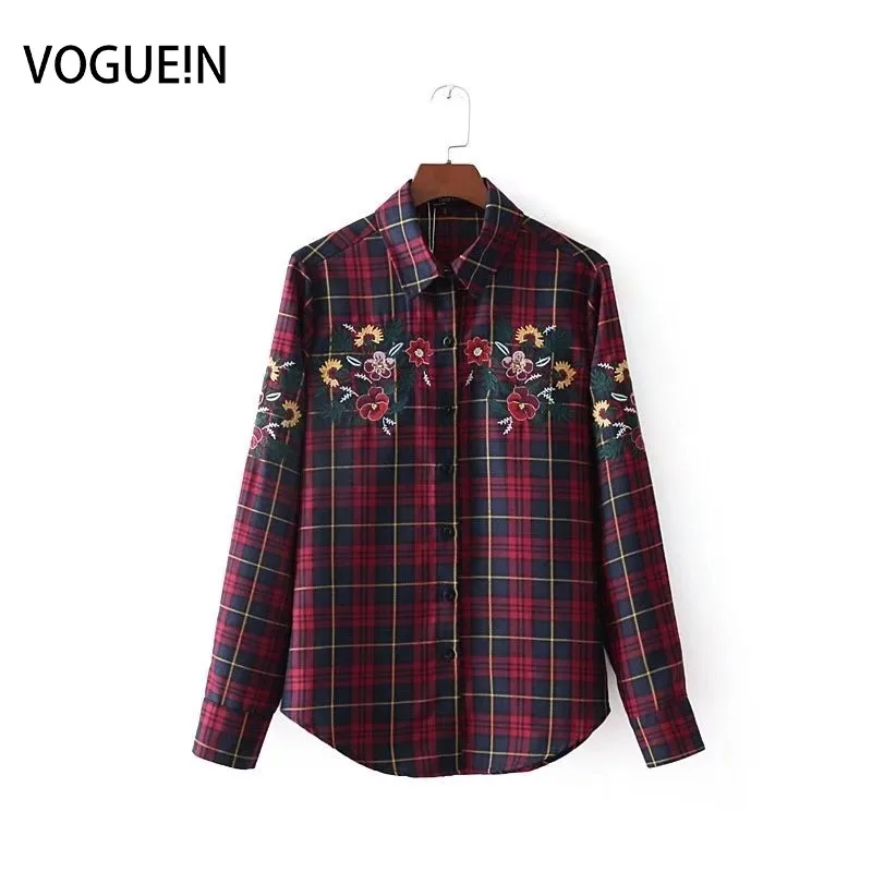 Блузка VOGUEIN женская с длинным рукавом и цветочной вышивкой|shirt top|blouse shirtwholesale blouses |