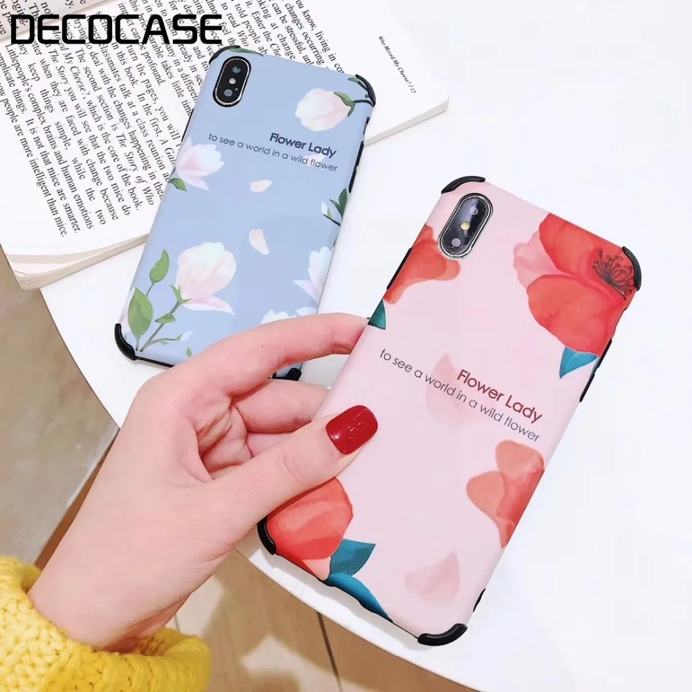 DECOCASE красивый цветок синий розовый Силиконовый защитный для женщин девочек