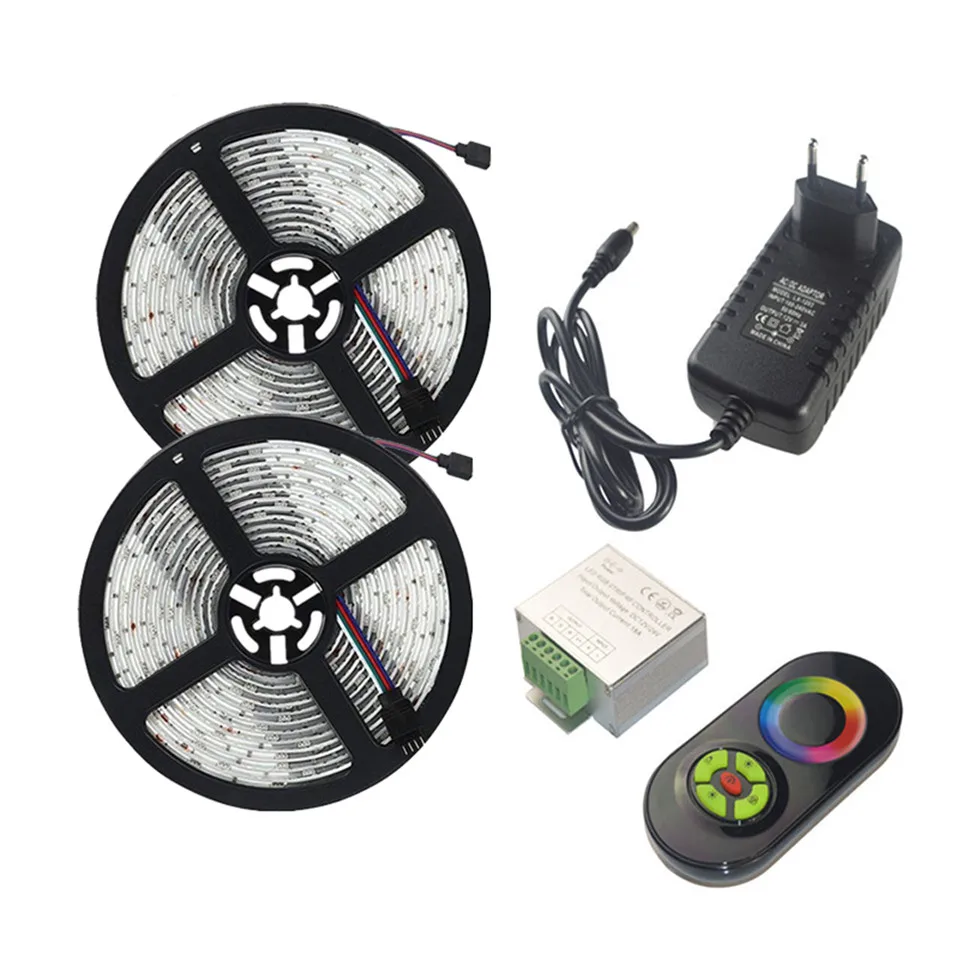 SMD 2835 RGB Светодиодная лента Водонепроницаемая 5 м 10 м 15 м Rgb ленточный светильник с блоком питания управление музыкой рождественский свет домашний декор
