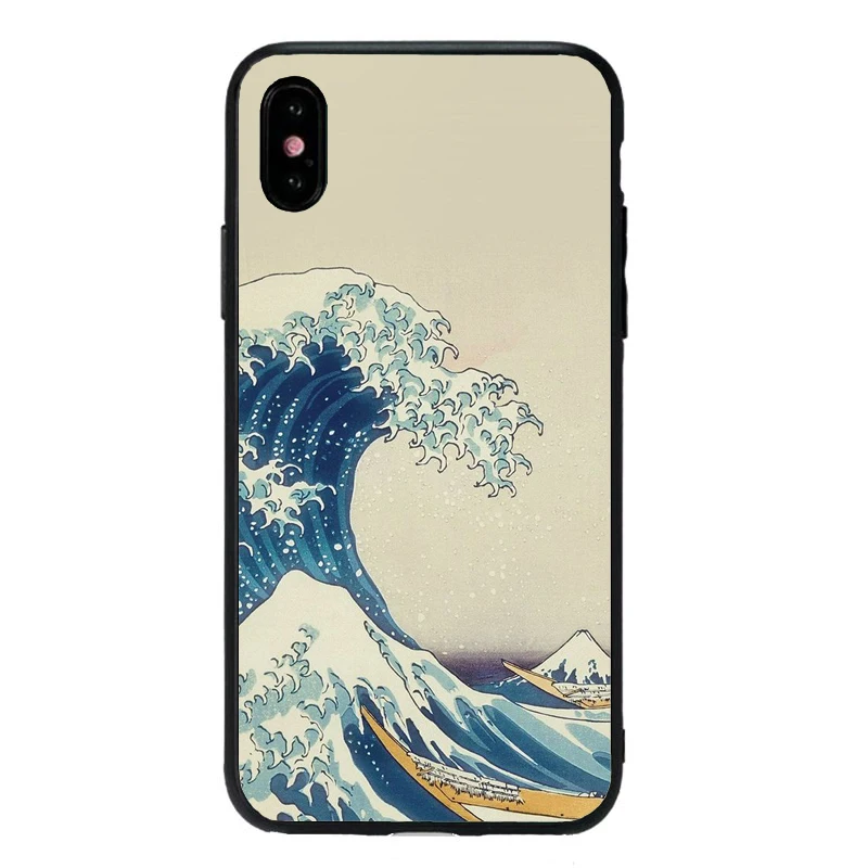 Японский арт ТПУ чехол в японском стиле для iPhone 12 11 11Pro MAX 7 черные чехлы 6S 6plus 8Plus X 5