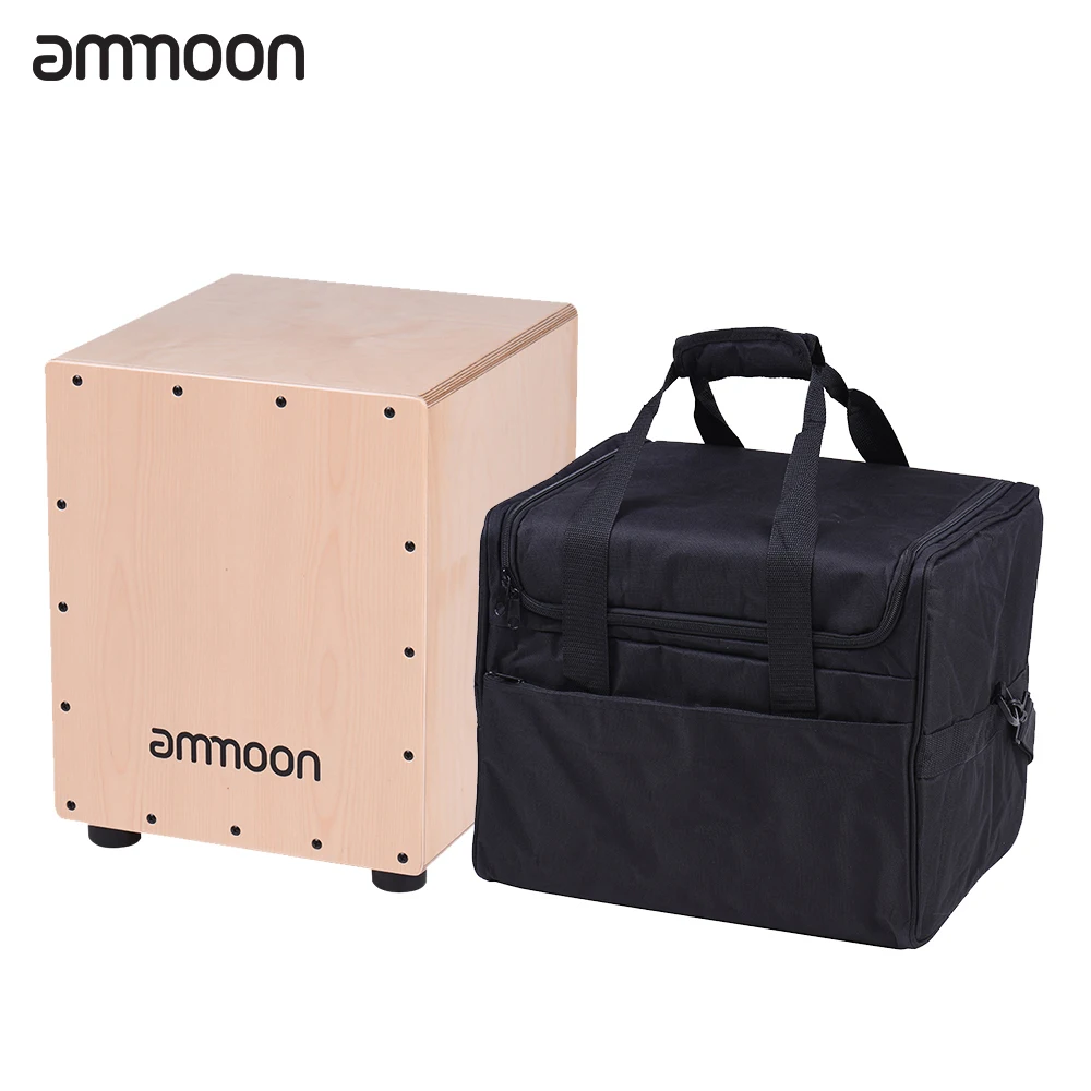 

ammoon Medium Size Wooden Cajon Box Drum Hand Drum Percussion Instrument Birch Wood with Adjustable Strings Carrying Bag