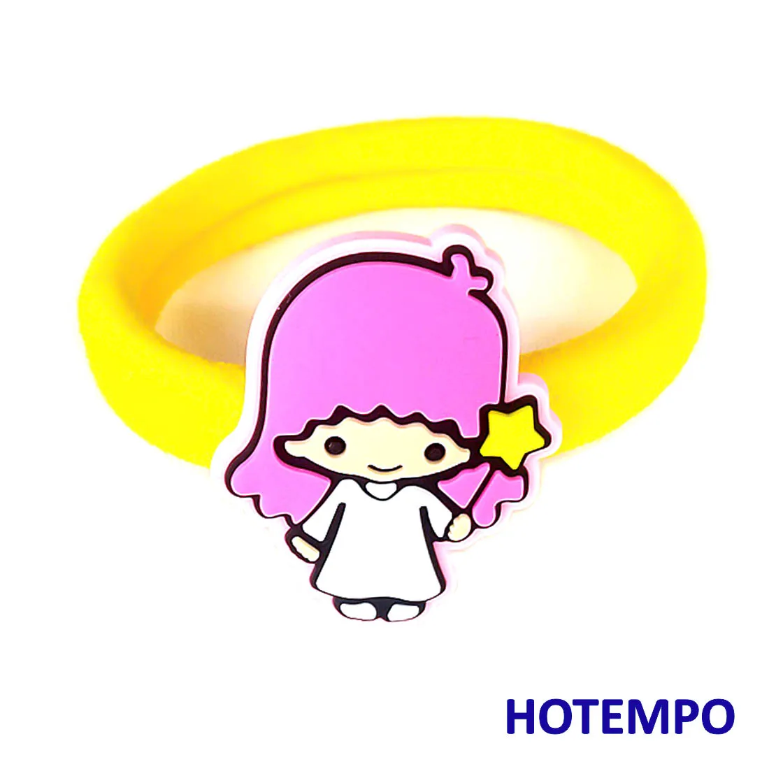 Милый мультфильм Pochacco Pekkle Maru Keroppi Kuromi Melody Twinstars Япония Kawaii Девушки эластичные волосы резинки кольцо для девочек подарок - Цвет: PVCFQ-SZXL-YE