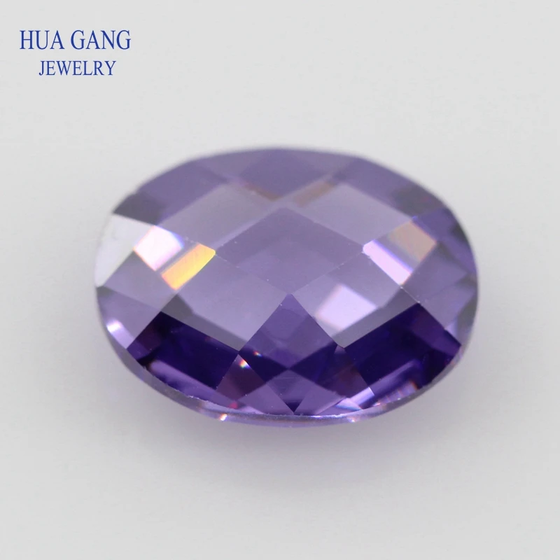 Purple CZ Stone Oval Shape Double Checkerboard Synthetic Gems Cubic Zirconia For Jewelry Size 3x5~13x18mm Free Shipping | Украшения и