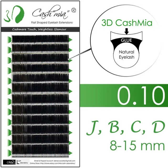 

[0.10 J/B 8-15mm] Mia Super Soft Cashmere Flat Lash X-wrap Eyelash Extension Semi Permanent
