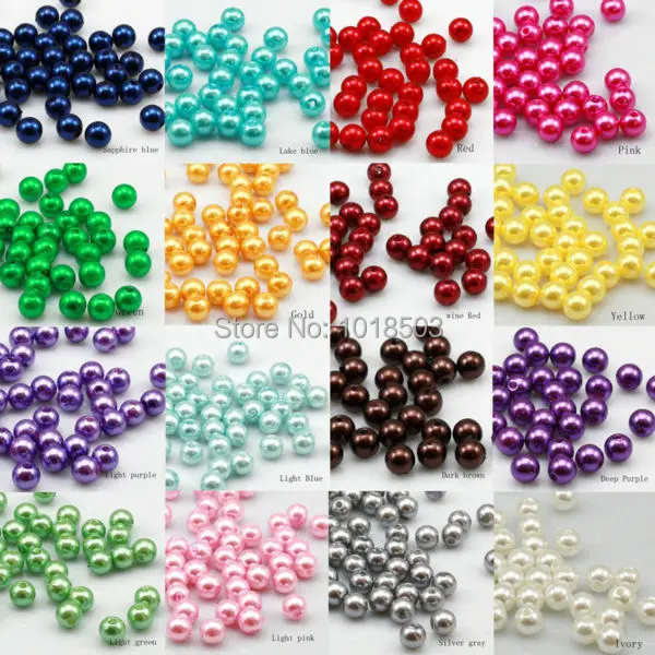 

50pcs 8mm High quality Plastic pearl Round beads Jewellery Making 16 color