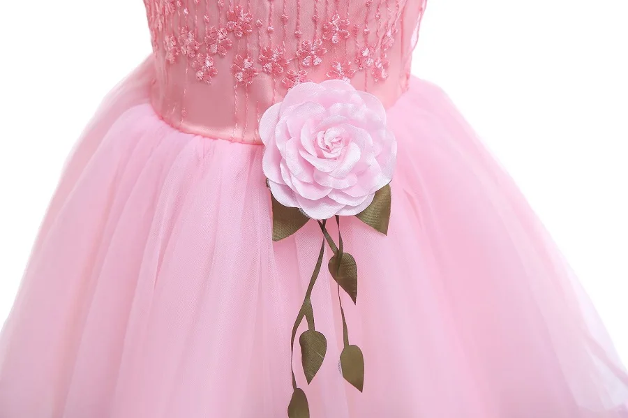Новинка розовое кружевное платье с цветочным рисунком для девочки свадьбы