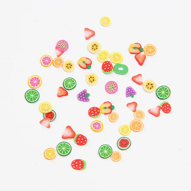 1000pcs 3D Fruit Slices Filler Slime Toys for Kids Girls Nails Art Tips Cell Phone Decoration Slime Accessories