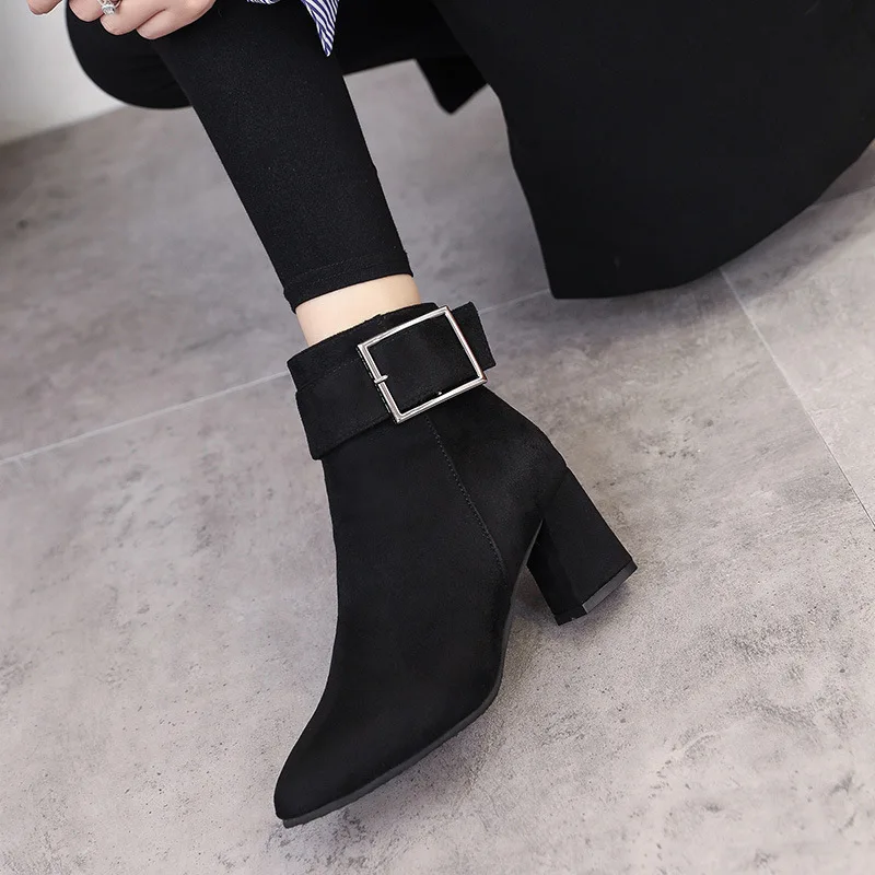 2018 New Ankle Boots for Women Short Boot Casual Shoes Woman Platform High-heel Fashion Pointed Zipper Elegant Sexy Riding | Обувь