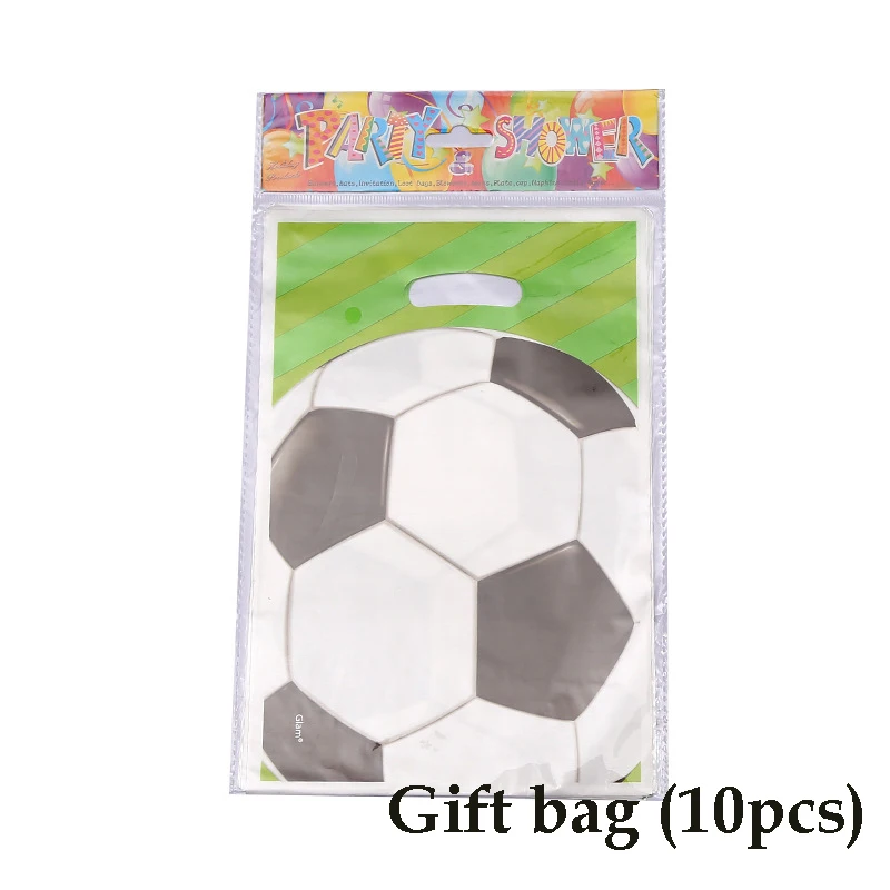 Gift bag 10pcs Футбольные тематические праздничные товары для дня рождения, набор посуды, чашки, скатерть и флаги, соломинка, Детские вечерние украшения для мальчиков - Цвет: Gift bag 10pcs