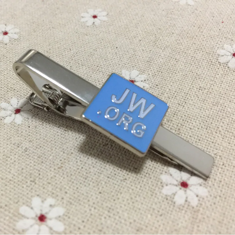 

1pc Jw.org religious tie bar clips blue enamel square tacks for men metal craft gift