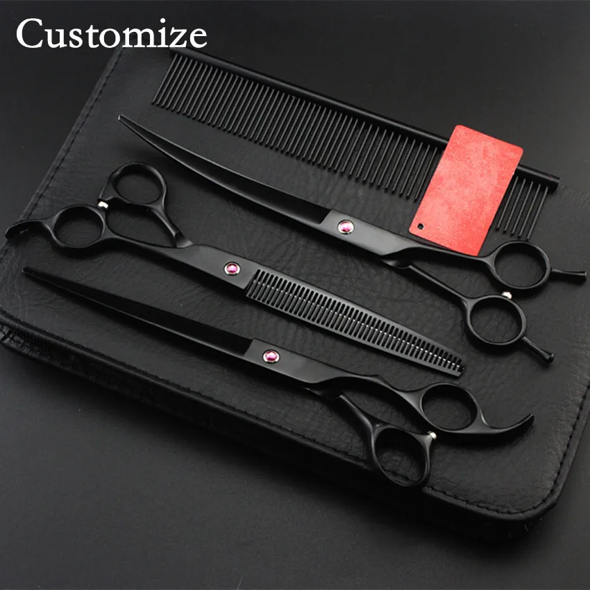 4 набора на заказ японские 440c черные домашние ножницы 8 дюймов для стрижки собак
