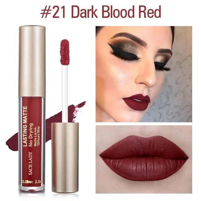 21 Dark Blood Red SACE LADY бренд 23 Цвета жидкая помада макияж не сушильная матовая помада для губ долговременная помада телесный оттеночный блеск для губ натуральная косметика - Цвет: 21 Dark Blood Red