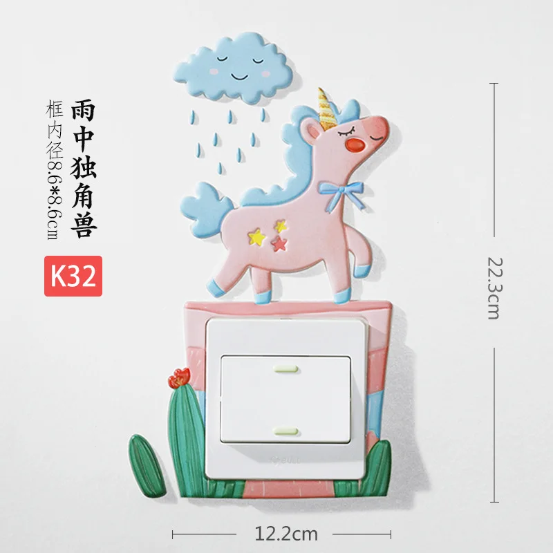 Cactus Switch Sticker Cartoon Room Decor 3D Wall Silicone On-off Luminous Light Outlet | Дом и сад