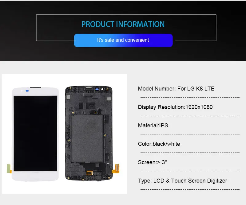 Для LG K8 LTE K350/K350n/K350e/K350DS ЖК-дисплей сенсорный экран панель дигитайзер сборка экрана Запасные части