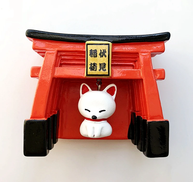 Ручная роспись Fushimi Inari храм белая лиса 3D полимерные магниты на холодильник