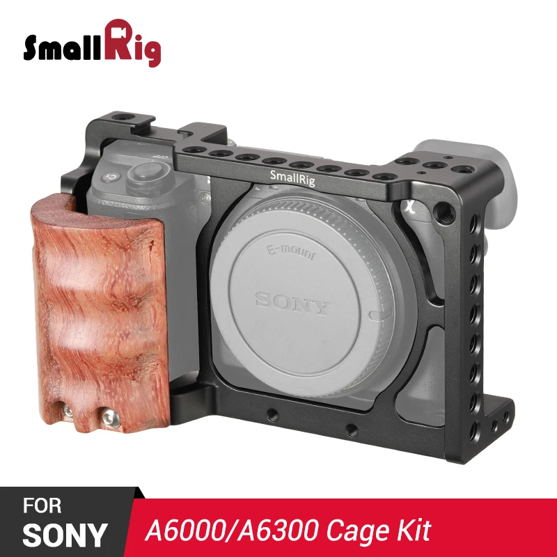 SmallRig A6300 клетка Rig w/деревянная рукоятка для sony A6000/A6300 камера w/Холодный башмак для микрофона вспышка светильник DIY варианты 2082