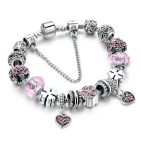 szelam european pink crystal charm bracelets for women murano beads bracelets bangles diy fashion silver jewelry sbr160292