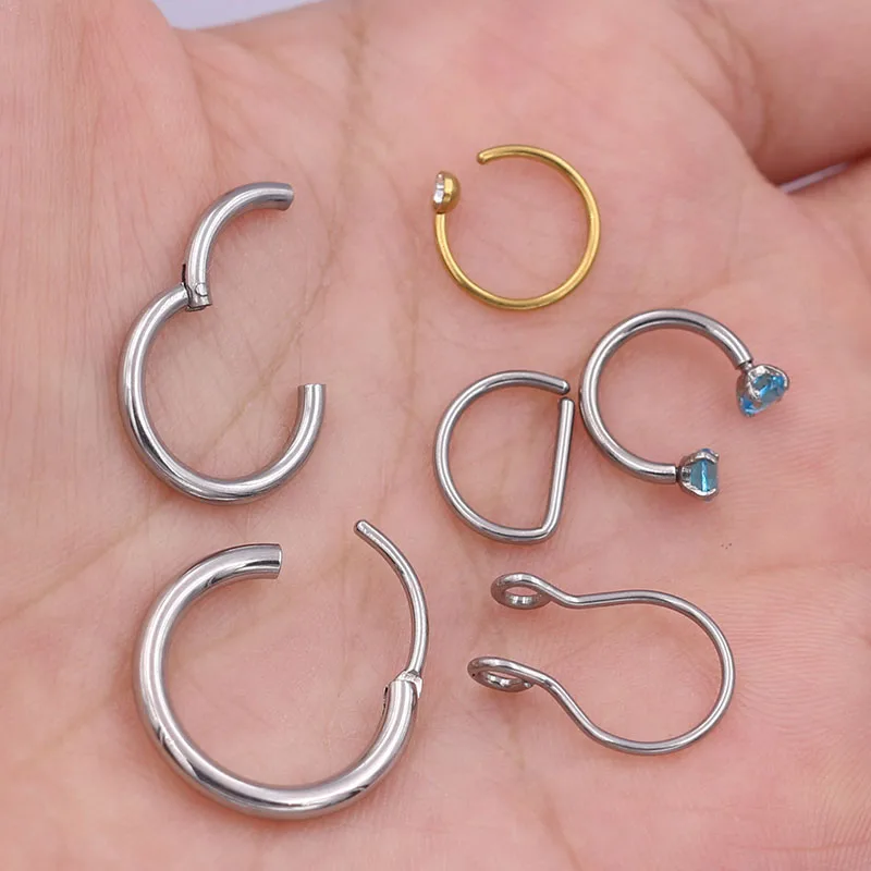 Серьги кольца из нержавеющей стали для пирсинга носа ювелирные украшения тела