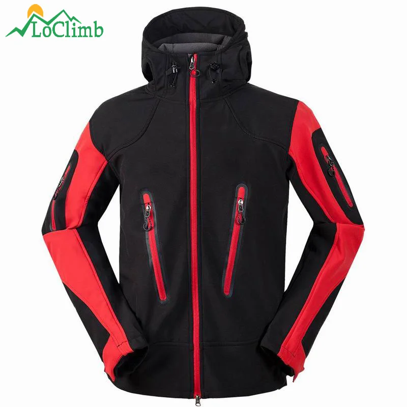 Мужская лыжная куртка LoClimb водонепроницаемая флисовая для походов и альпинизма