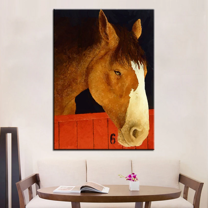 

Large size Printing Oil Painting a real workhorse Wall painting Steampunk Wall Art Picture For Living Room painting No Frame