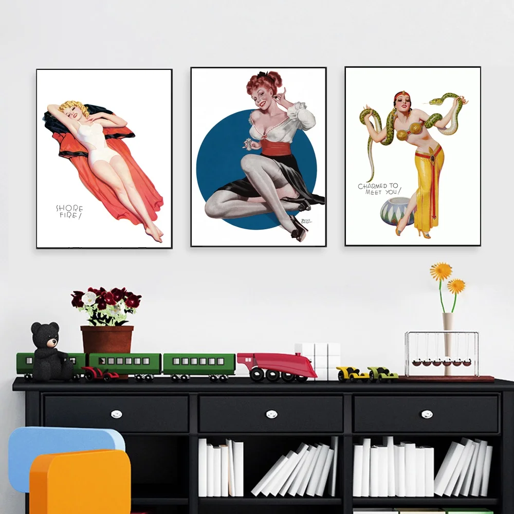 Retro Vintage Sexy Girl Women Wall Art Paint Decor Canvas Prints Poster Oil Paintings No Frame | Дом и сад