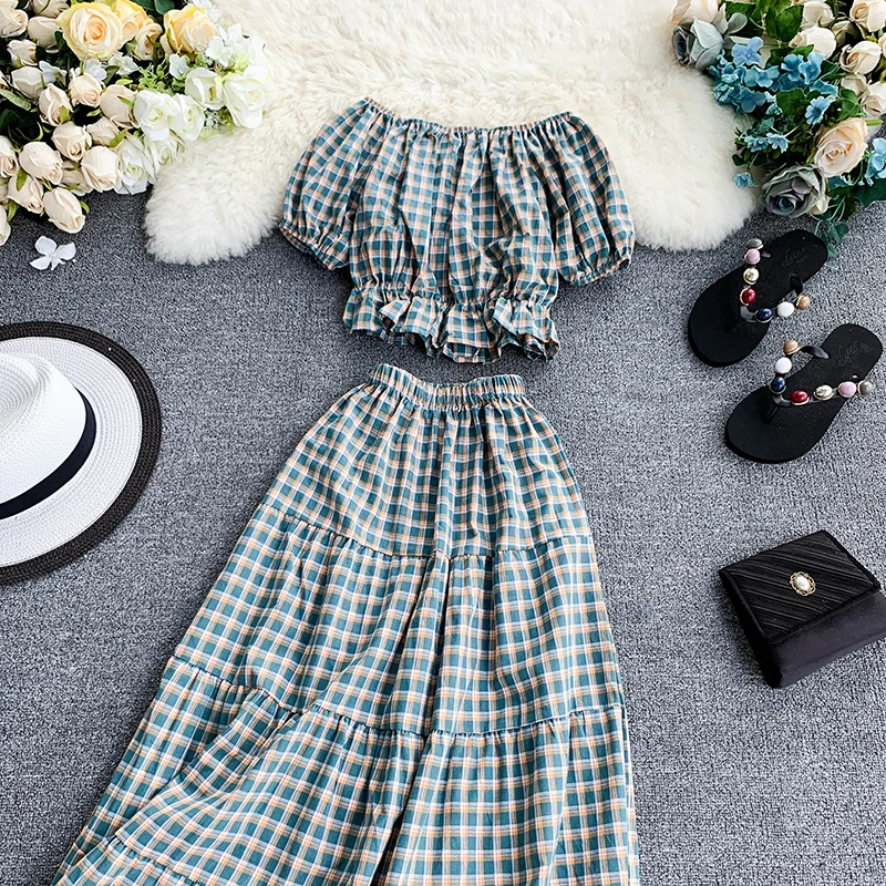 ALPHALMODA/модные комплекты юбок пуловеры однобортный укороченный топ + эластичная