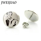 JWEIJIAO модные серьги-гвоздики в виде супер звезд Одри Хепберн круглые серьги с рисунком под стекло веерские Сувенирные ювелирные изделия для вечеринки A677