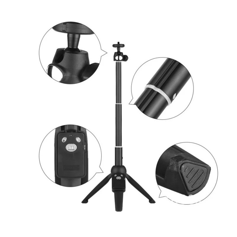 4 in 1 Selfie Stick Tripod Stand Extendable Monopod Bluetooth Remote Phone Mount for iPhone X 8 Android Gopro | Электроника