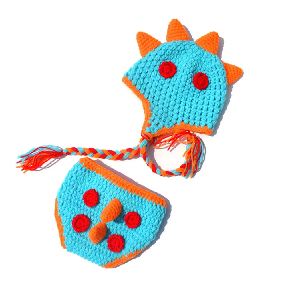 Вязаная одежда в виде динозавра для маленьких мальчиков реквизит фотосъемки