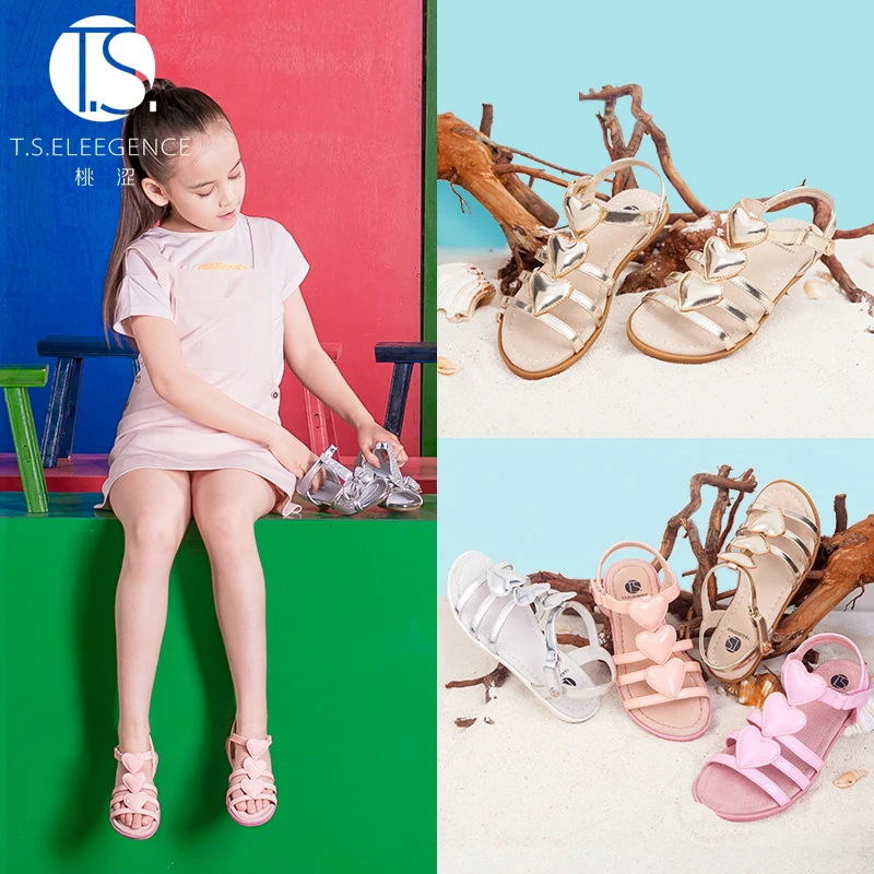 T.S.kids shoes size26-35 Sweet Summer children Girls Leather sandals toddler kids butterfly Cute Casual princess Flats Shoes | Детская