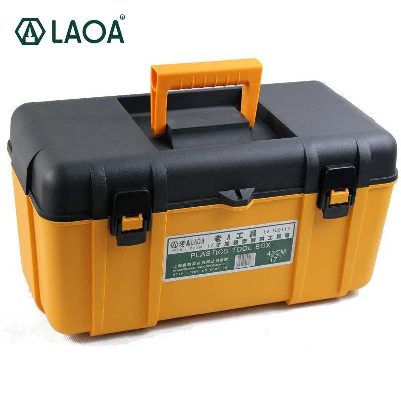 LAOA PP Material Thicken Tool Box Yellow&Black Strengthen Tools Case With Inner Layer