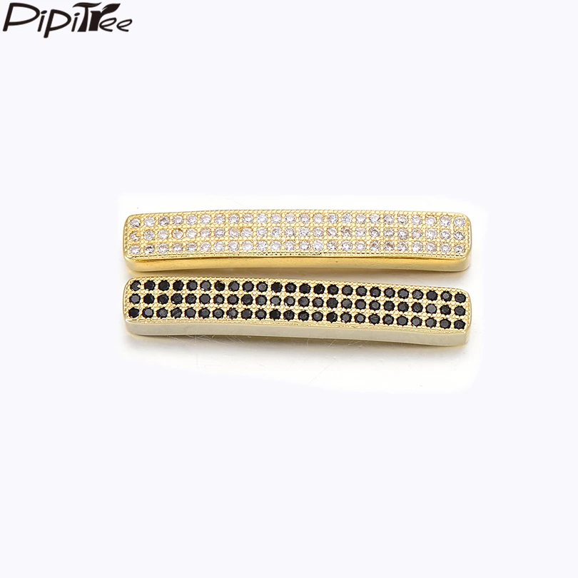Висячие бусины с микро мозаикой из фианита Pipitree длинные трубчатые для
