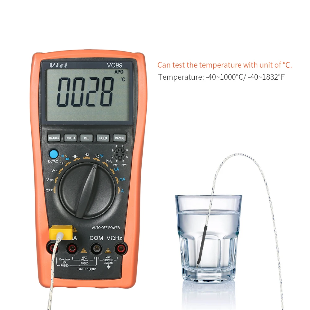 

VC99 Digital Multimeter Digital Multimetro Auto Range 1000V DC AC Resistance Tester Digital Voltmeter Ammeter Capacitance Diode