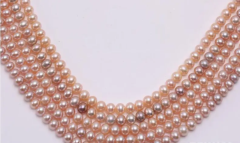 

Genuine pearl 7-8mm pink freshwater pearl loose beads DIY gift one strands Hole Approx 1mm 37CM 15''