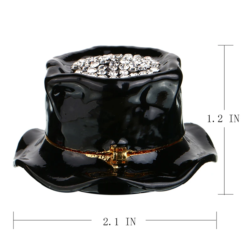 Металлическая черная волшебная шляпка с кристаллом 2 1 дюйма Женская безделушка
