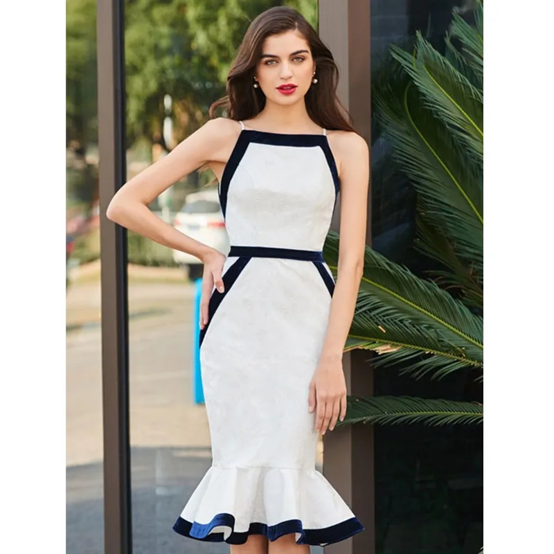 Оптовая продажа новый стиль платье белая знаменитость бутик эластичное
