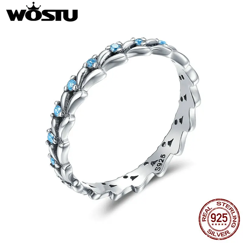 Женские кольца WOSTU из стерлингового серебра 925 пробы с волнистыми волнами модные