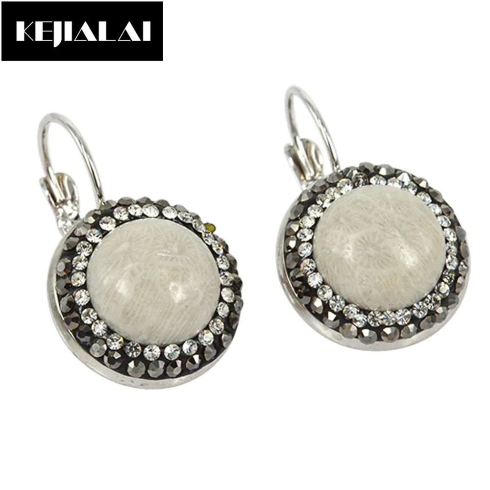 2017 мода из круглого натурального камня серьги подвески серебряные цветные