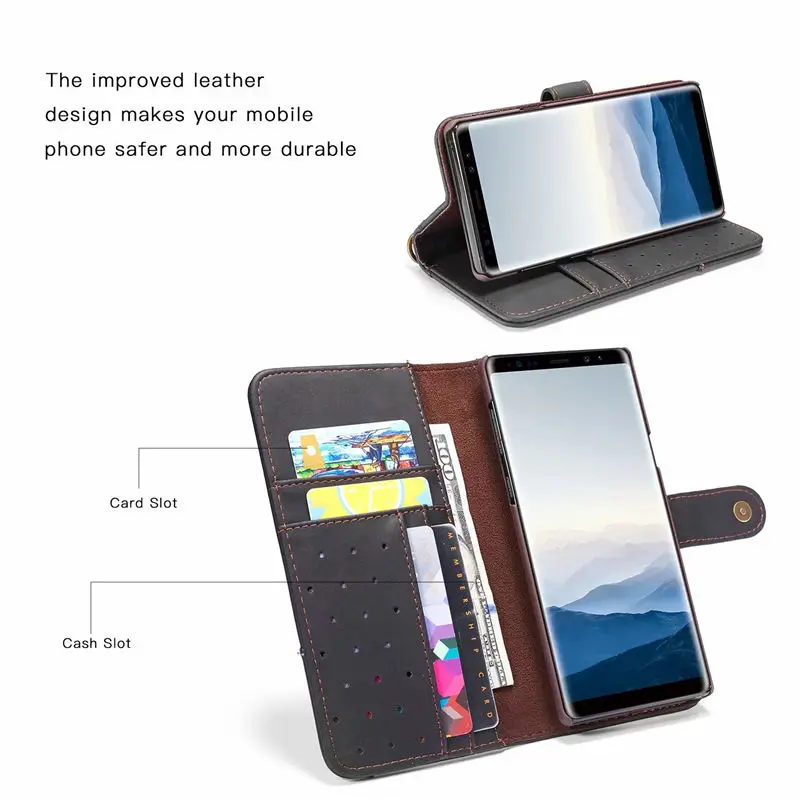 Luxury Retro Cowhide Leather Case For Samsung Galaxy Note 9 8 wallet case Filp Stand Back Cover protection Phone Bag Capa | Мобильные