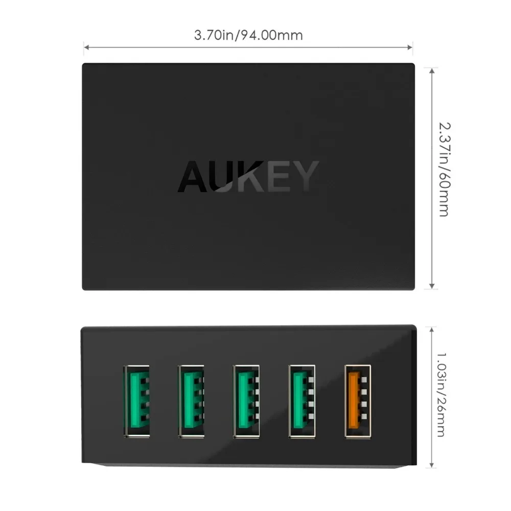 AUKEY 5-Порты и разъёмы USB Зарядное устройство Quick Charge 3.0 станция с Micro-USB кабель для